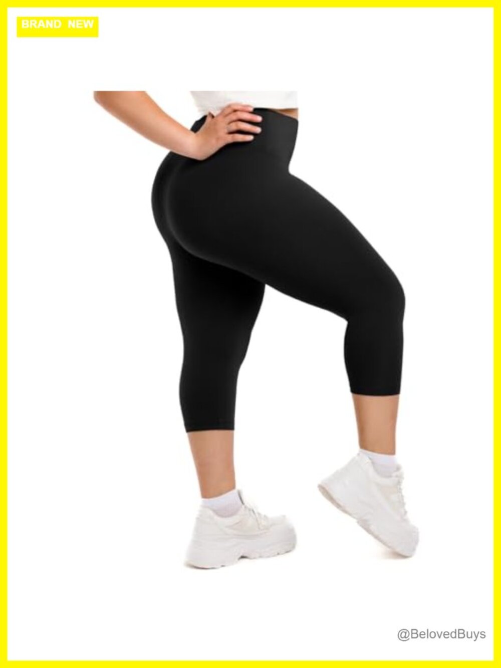 Plus Size Capri Leggings High Waist Slimming Pull On Activewear